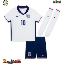 Camisa de Futebol Inglaterra Jude Bellingham #10 Equipamento Principal Infantil Europeu 2024 Manga Curta (+ Calças curtas)
